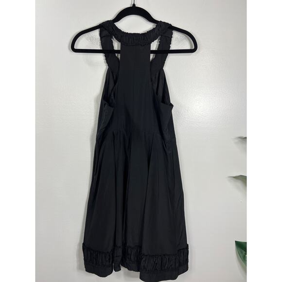 Quillaree Anthropologie Pleated Ruffle Black Dress 100% Silk Cocktail Womens 6 - Picture 9 of 14